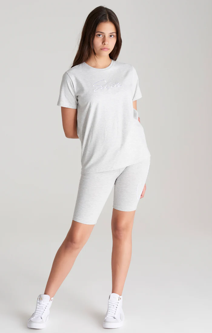Girls Grey Marl Signature Cycle Short - Image 4