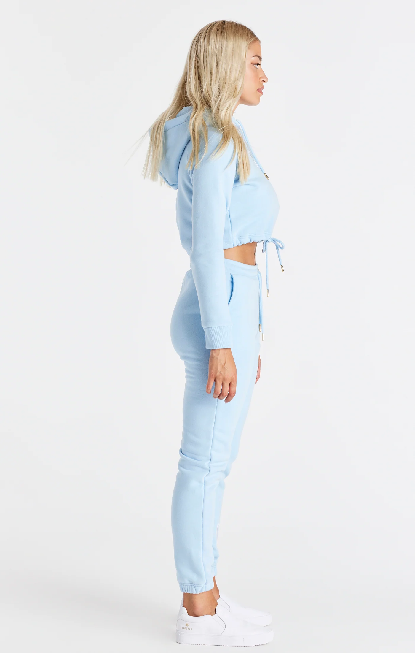 SikSilk Signature Essentials Crop Hoodie - Blue - Image 4