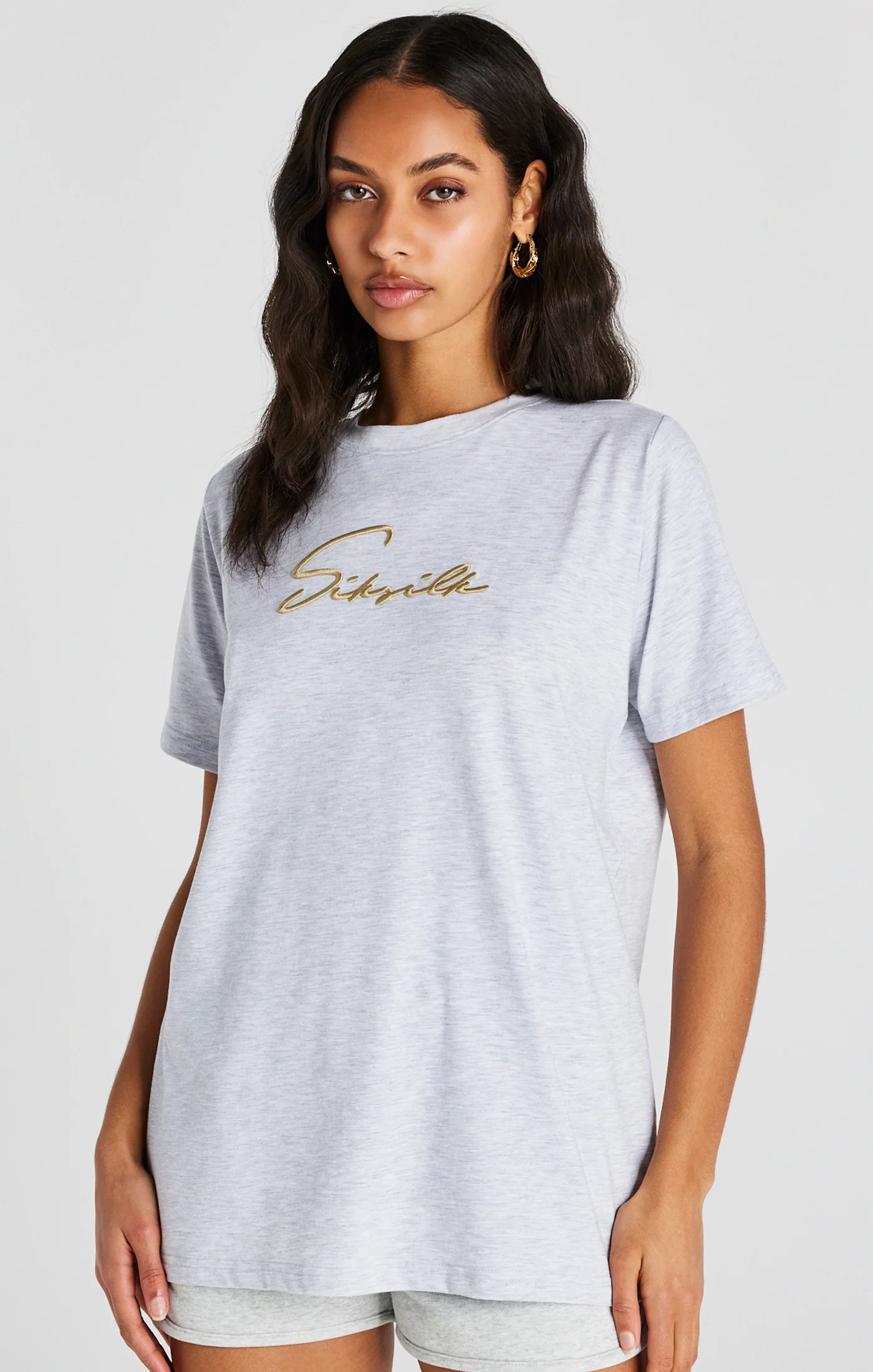 Grey Marl Signature Boyfriend T-Shirt - Image 2
