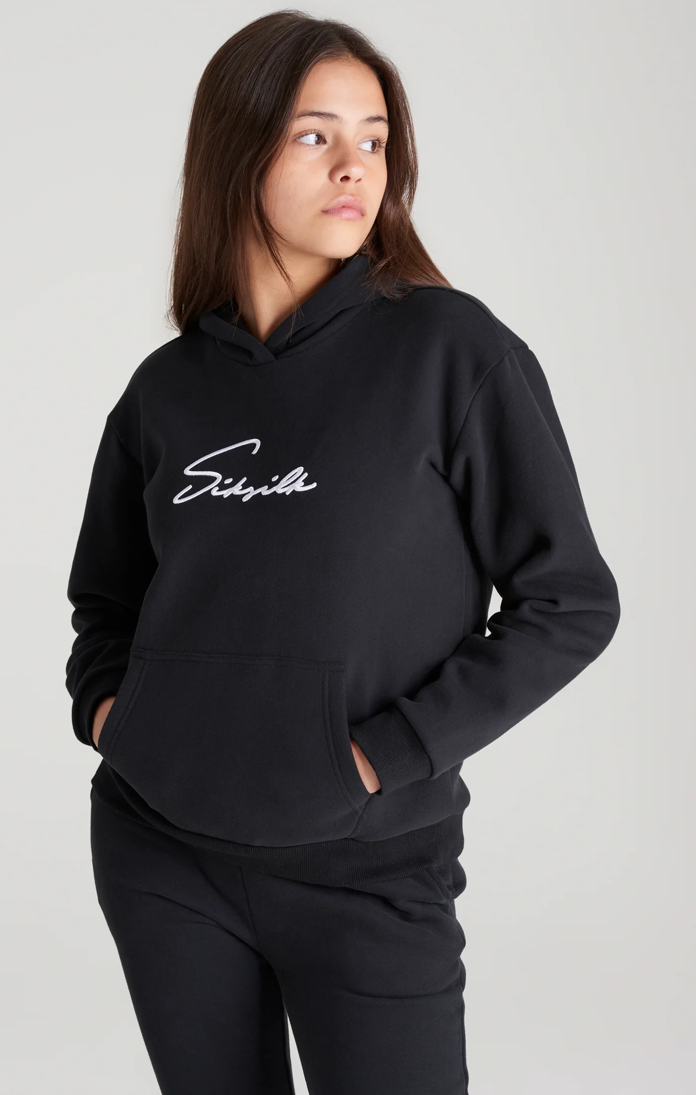Girls Black Signature Overhead Hoodie - Image 2