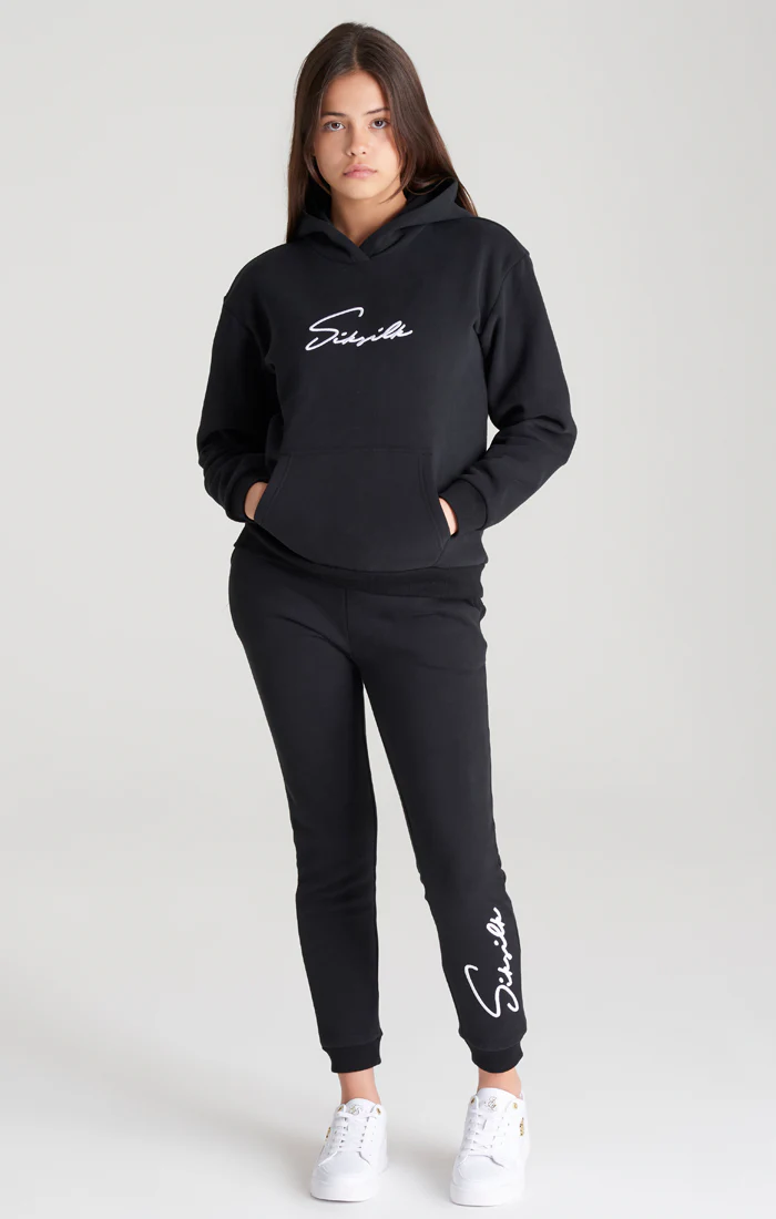 Girls Black Signature Overhead Hoodie - Image 4