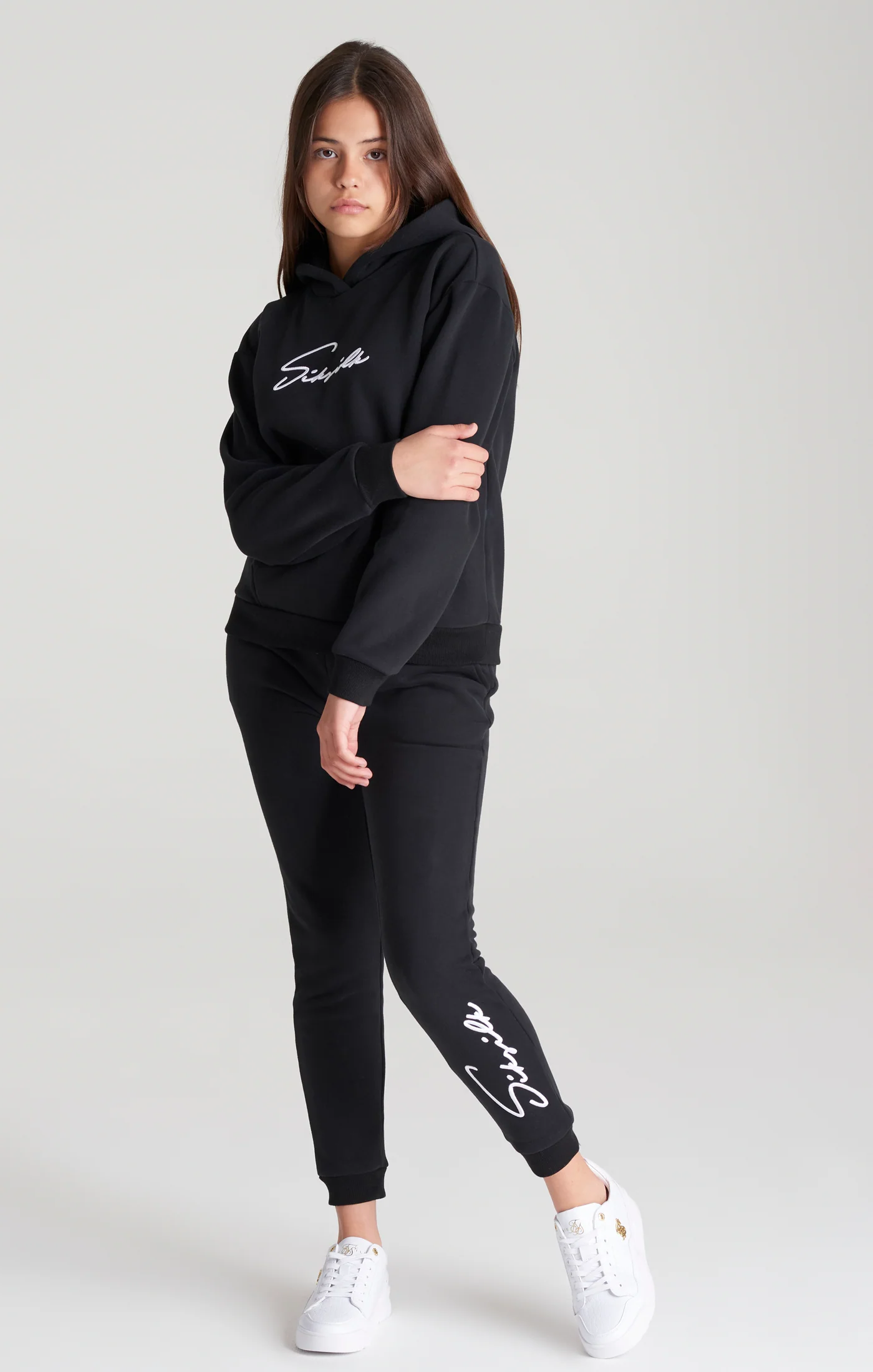 Girls Black Signature Overhead Hoodie - Image 5