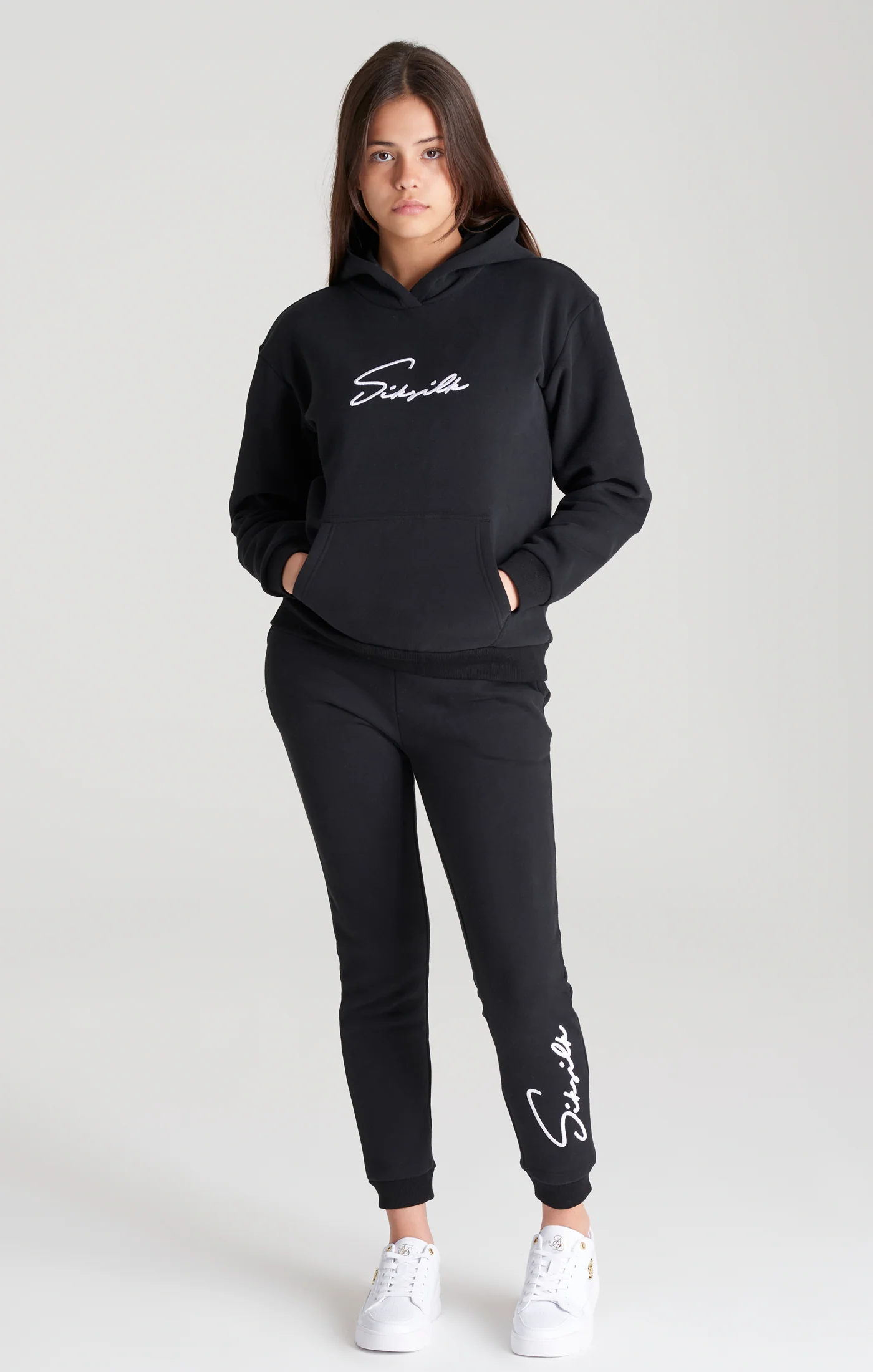 Girls Black Signature Overhead Hoodie - Image 6