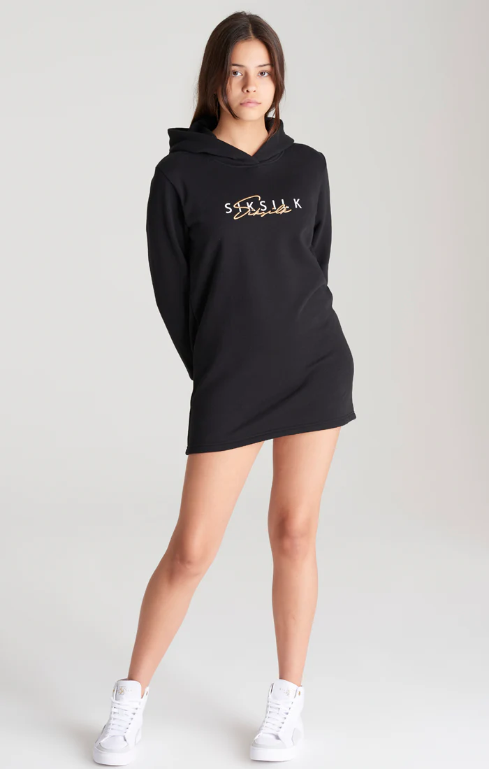 Girls Black Signature Overhead Hoodie Dress - Image 2