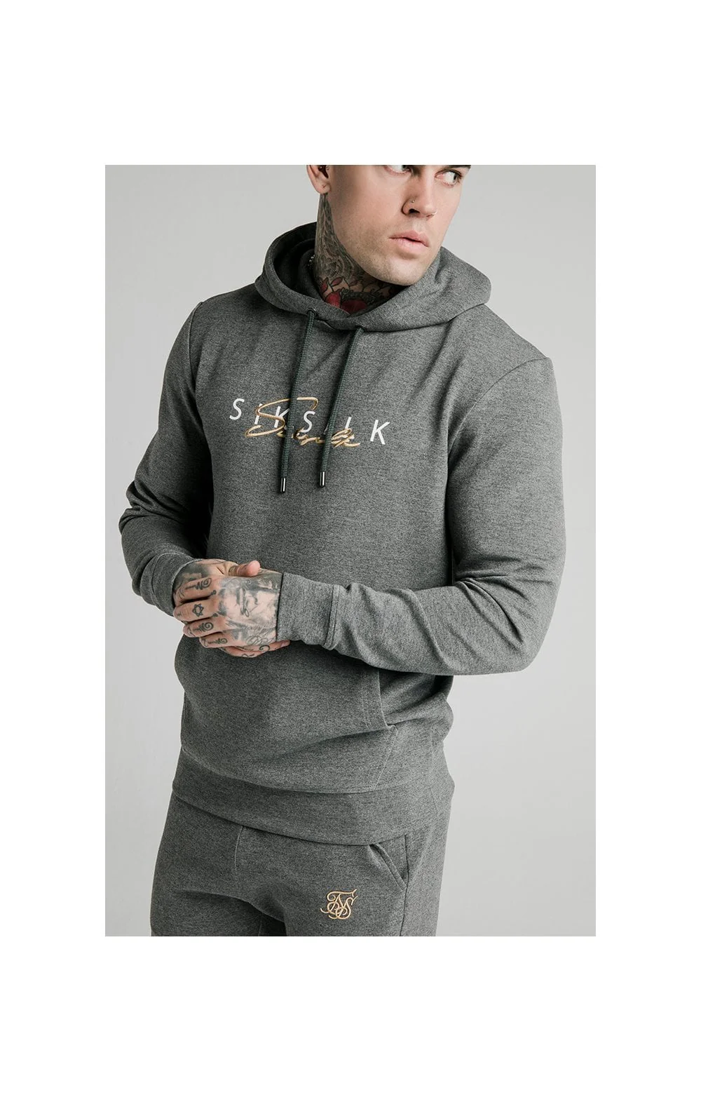 SikSilk Signature Overhead Hoodie - Grey - Image 2