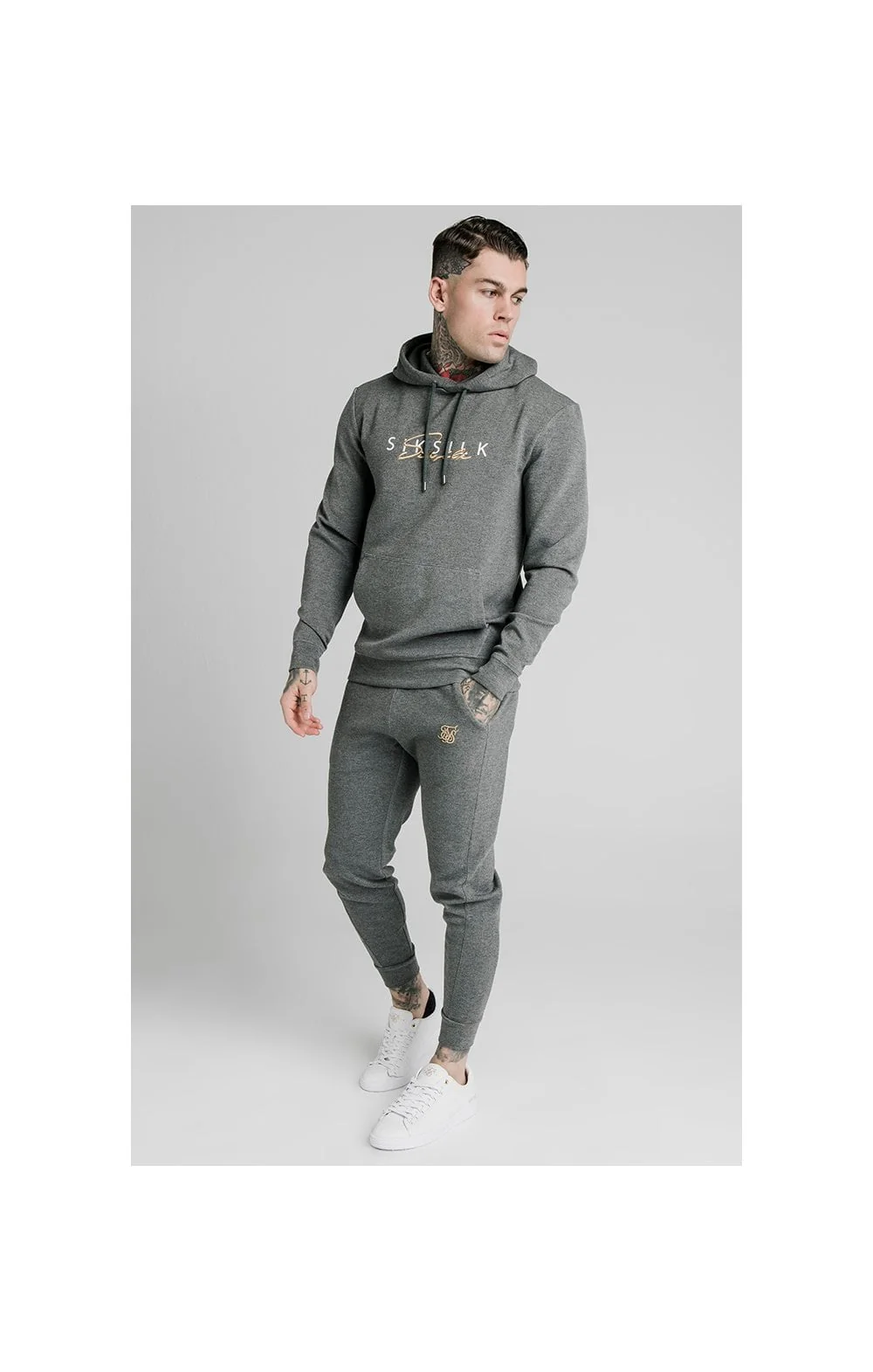 SikSilk Signature Overhead Hoodie - Grey - Image 4
