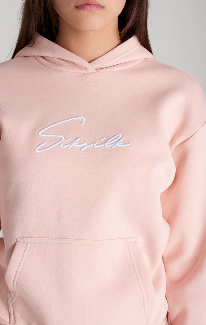 Girls Pink Signature Overhead Hoodie - Image 2