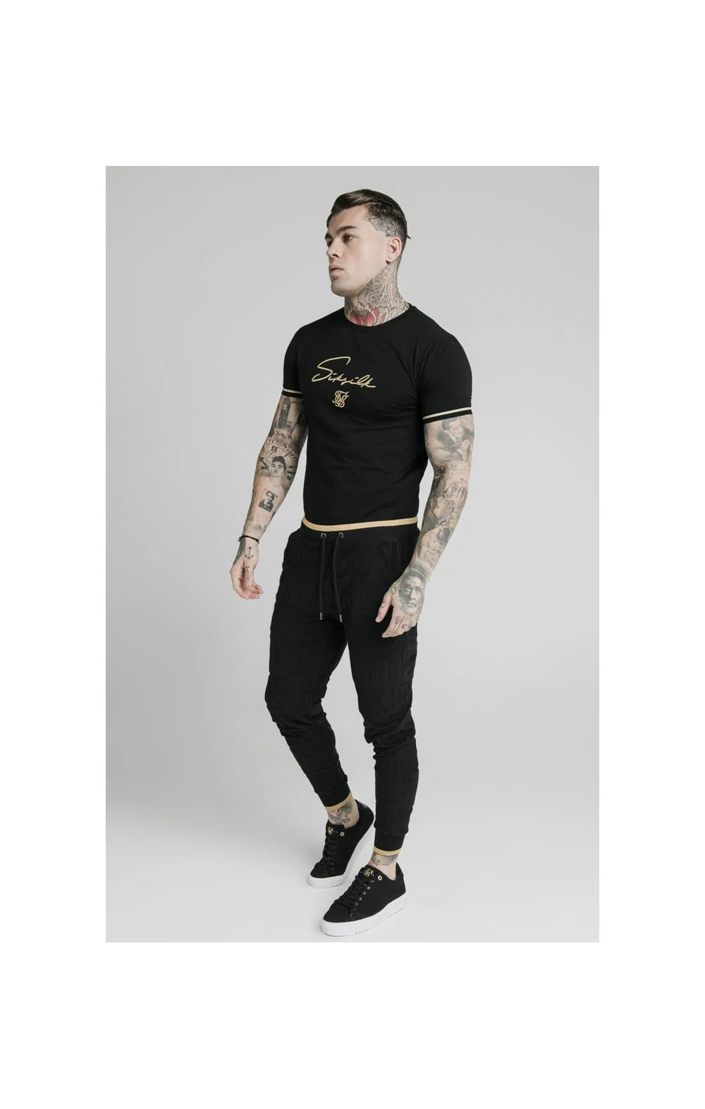 SikSilk Signature Tee - Black & Gold - Image 3