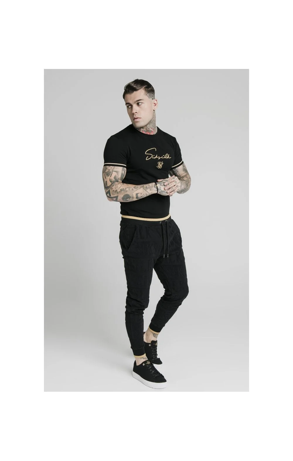 SikSilk Signature Tee - Black & Gold - Image 4