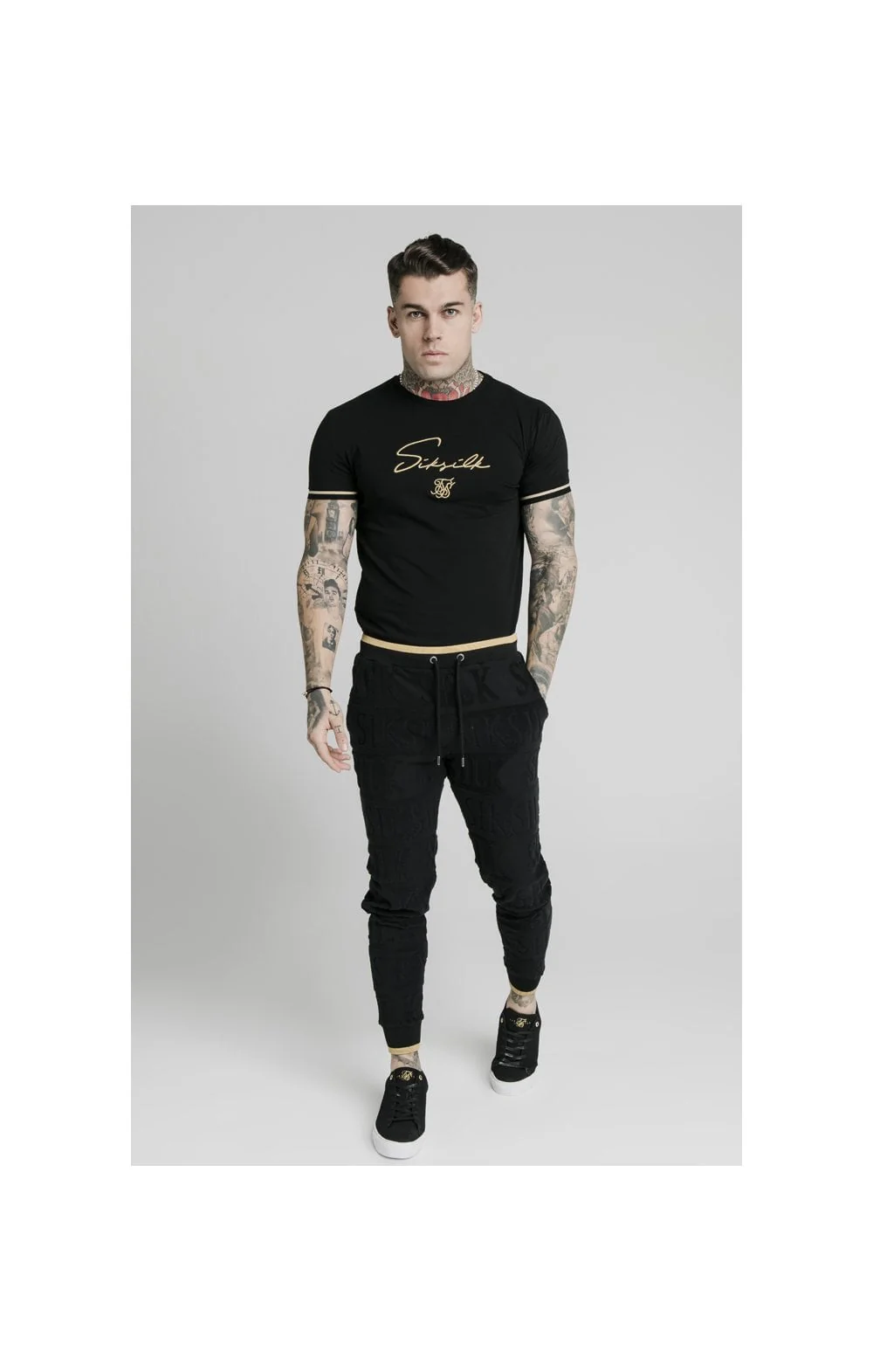 SikSilk Signature Tee - Black & Gold - Image 5