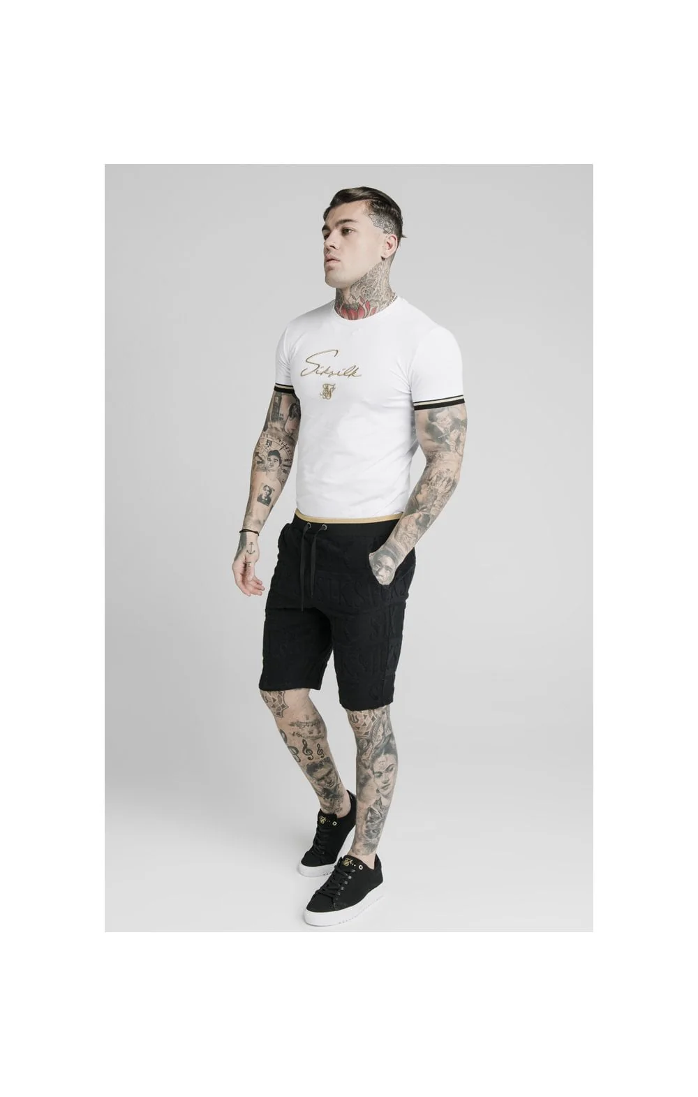 SikSilk Signature Tee - White & Gold - Image 4