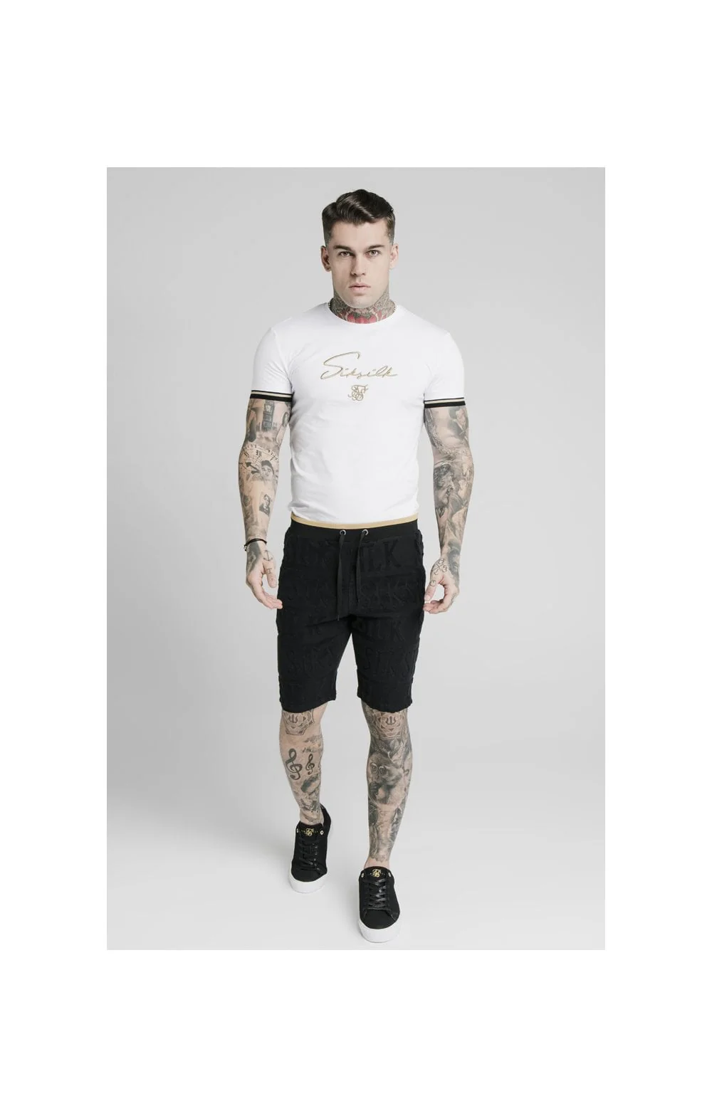 SikSilk Signature Tee - White & Gold - Image 5