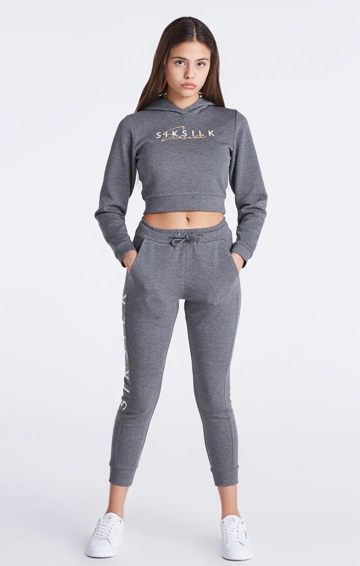 Girls Grey Marl Signature Track Top - Image 3