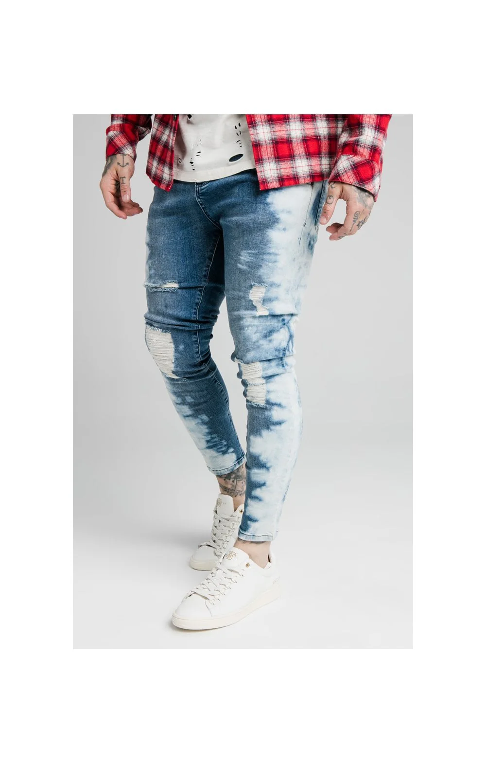 SikSilk Skinny Dip Dye Jeans - Midstone