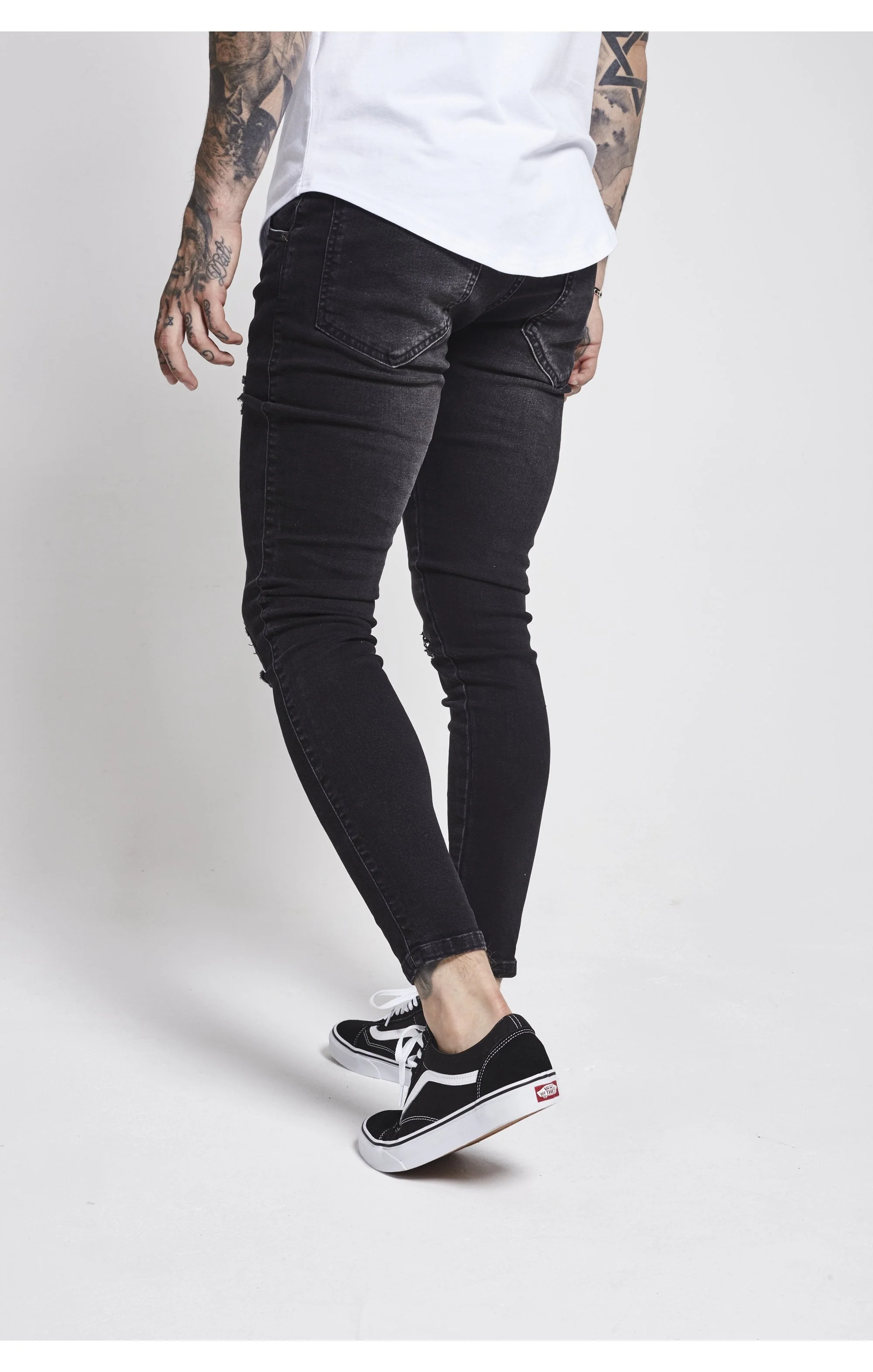 Black Washed Distressed Skinny Denim - Image 4