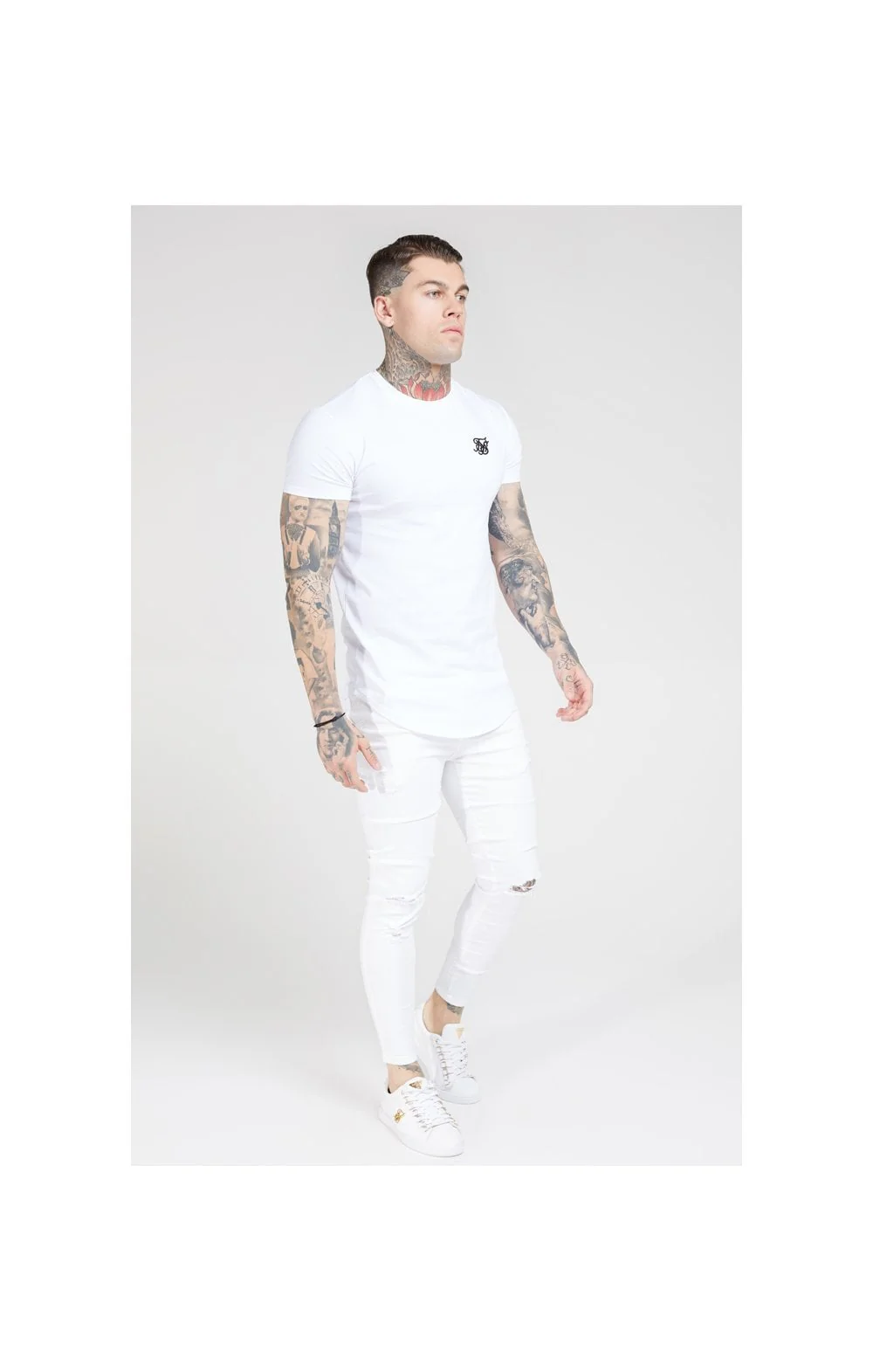 SikSilk Skinny Distressed Jeans – White - Image 5