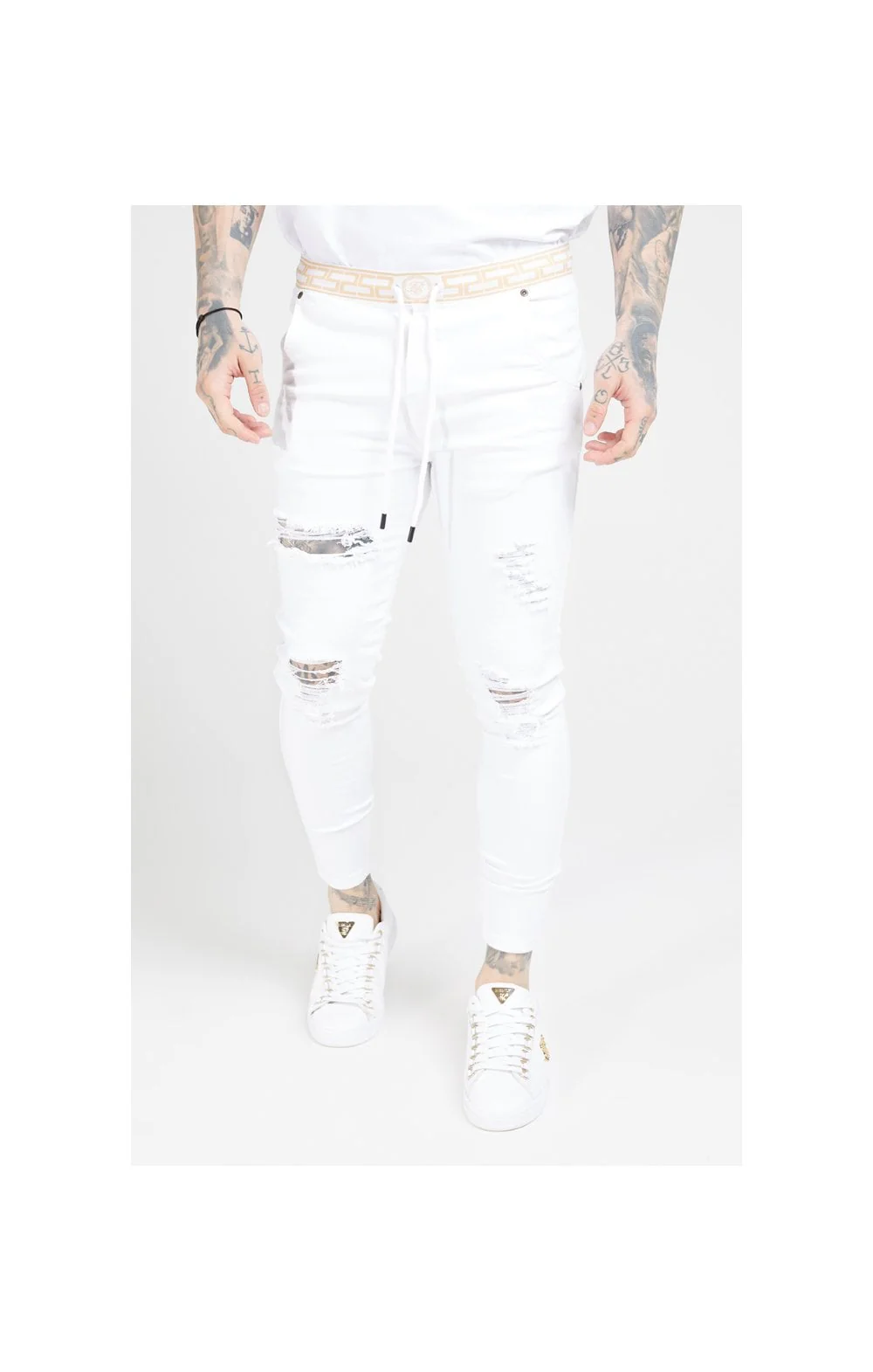 SikSilk Skinny Distressed Denims – White