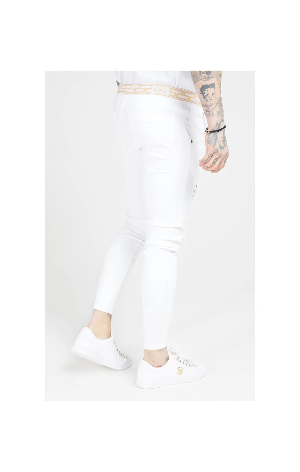SikSilk Skinny Distressed Denims – White - Image 3