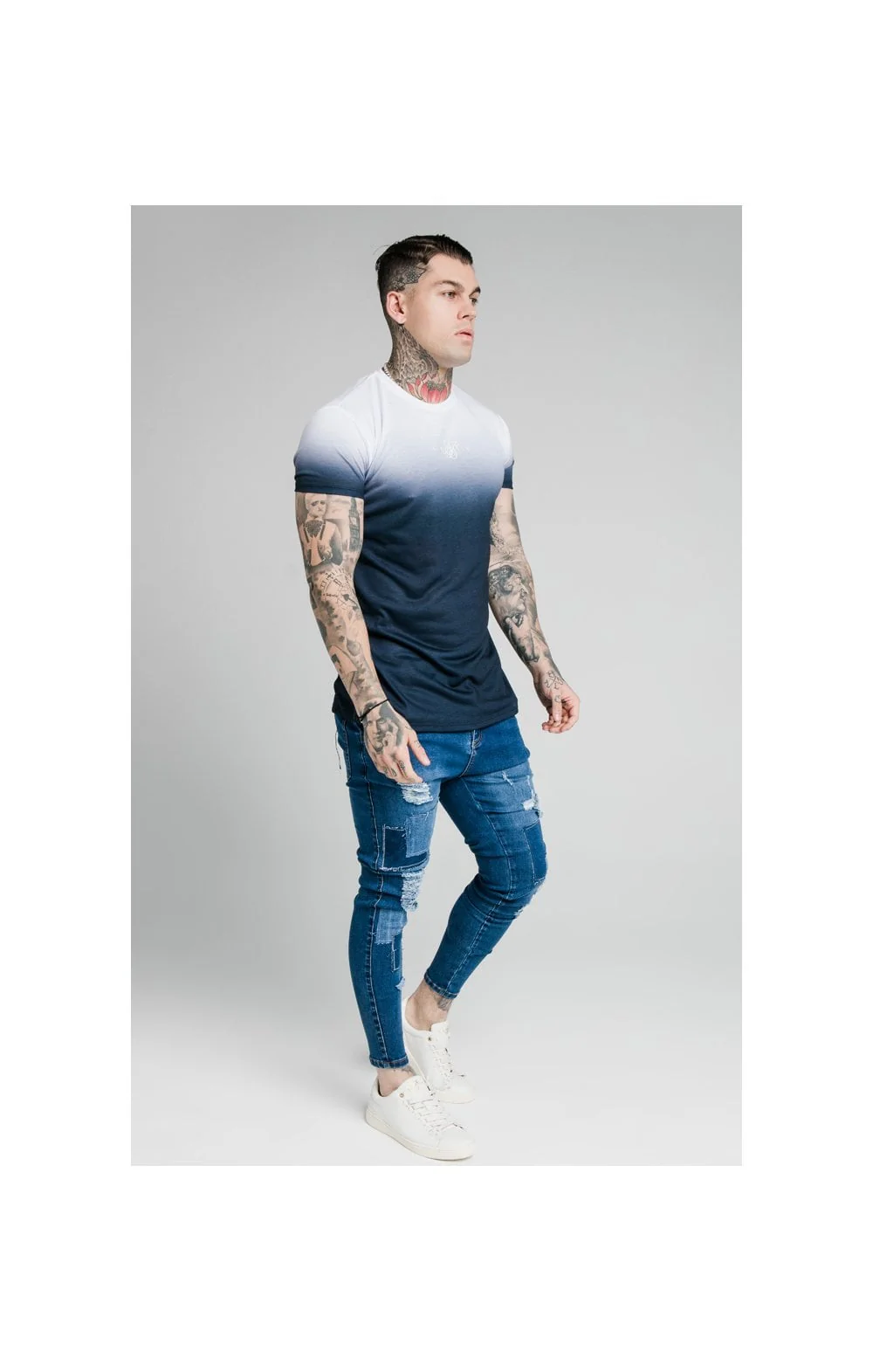 SikSilk Skinny Distressed Patch Jeans - Midstone - Image 7