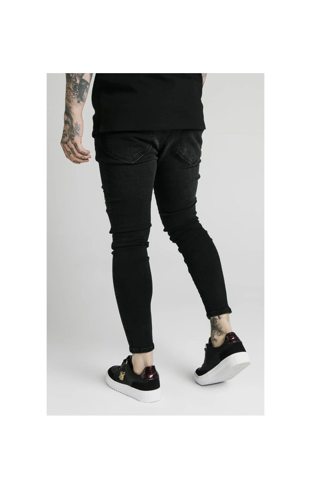 SikSilk Skinny Distressed Riot Jeans – Black - Image 4
