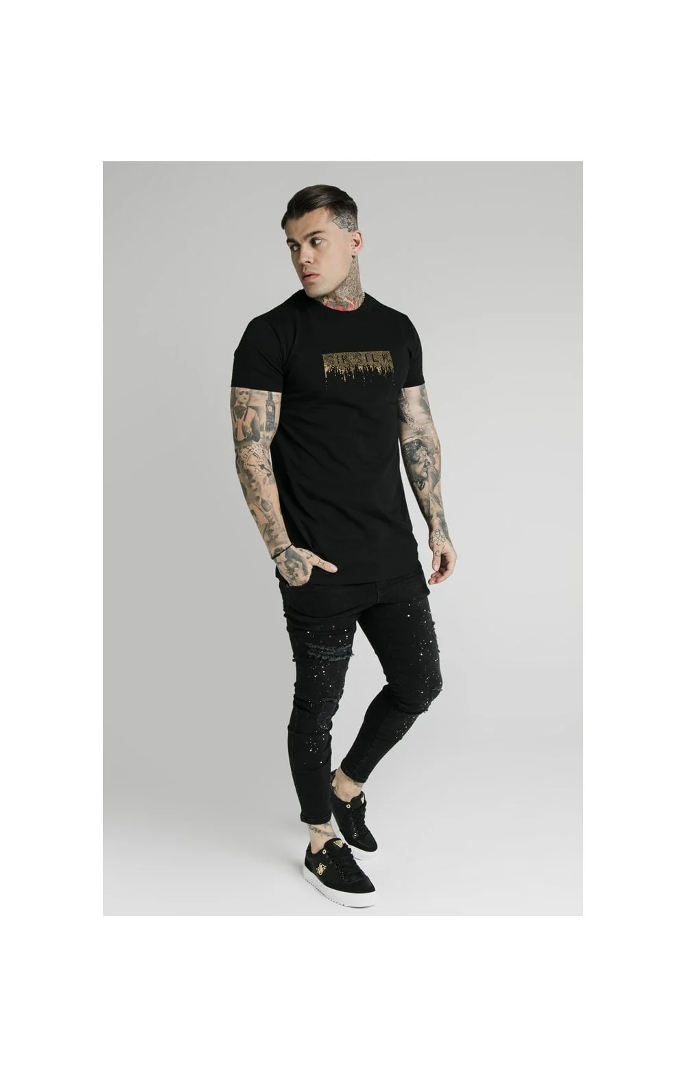 SikSilk Skinny Distressed Riot Jeans – Black - Image 5