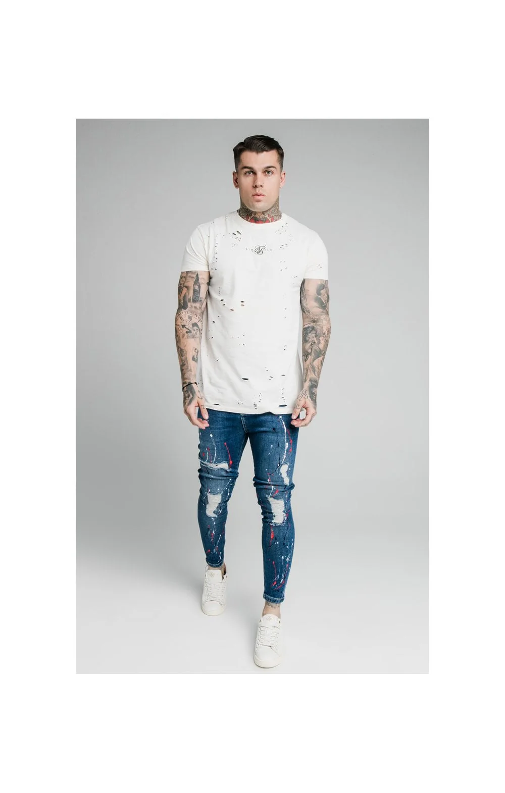 SikSilk Skinny Distressed Riot Jeans - Midstone - Image 4