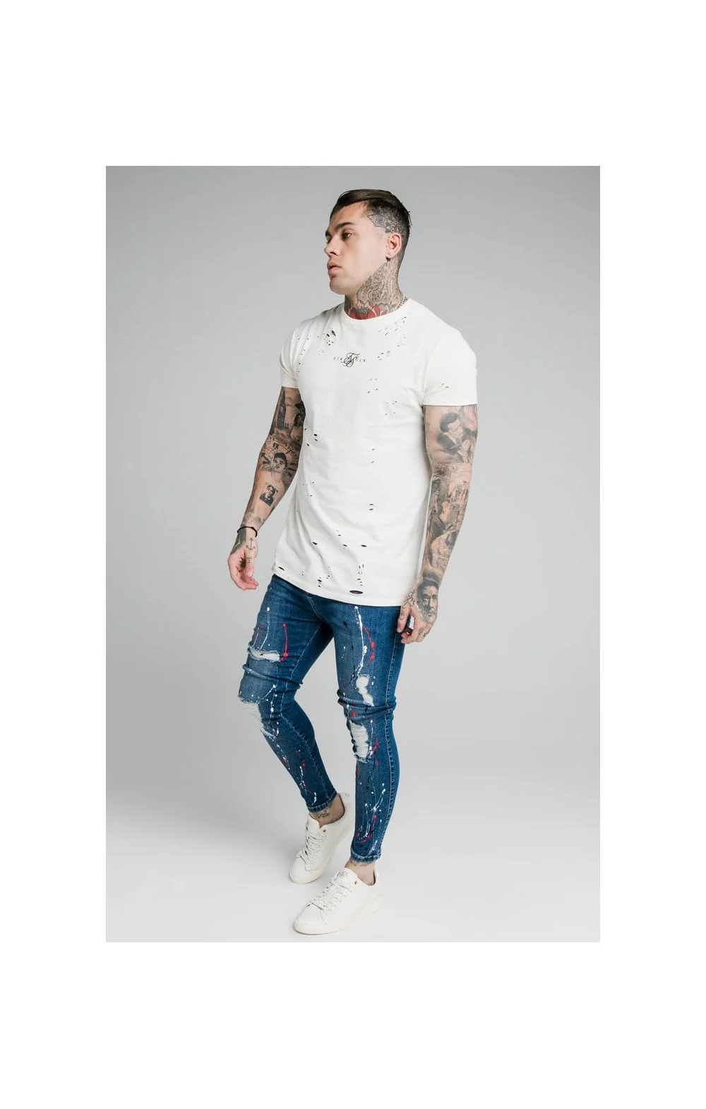 SikSilk Skinny Distressed Riot Jeans - Midstone - Image 6