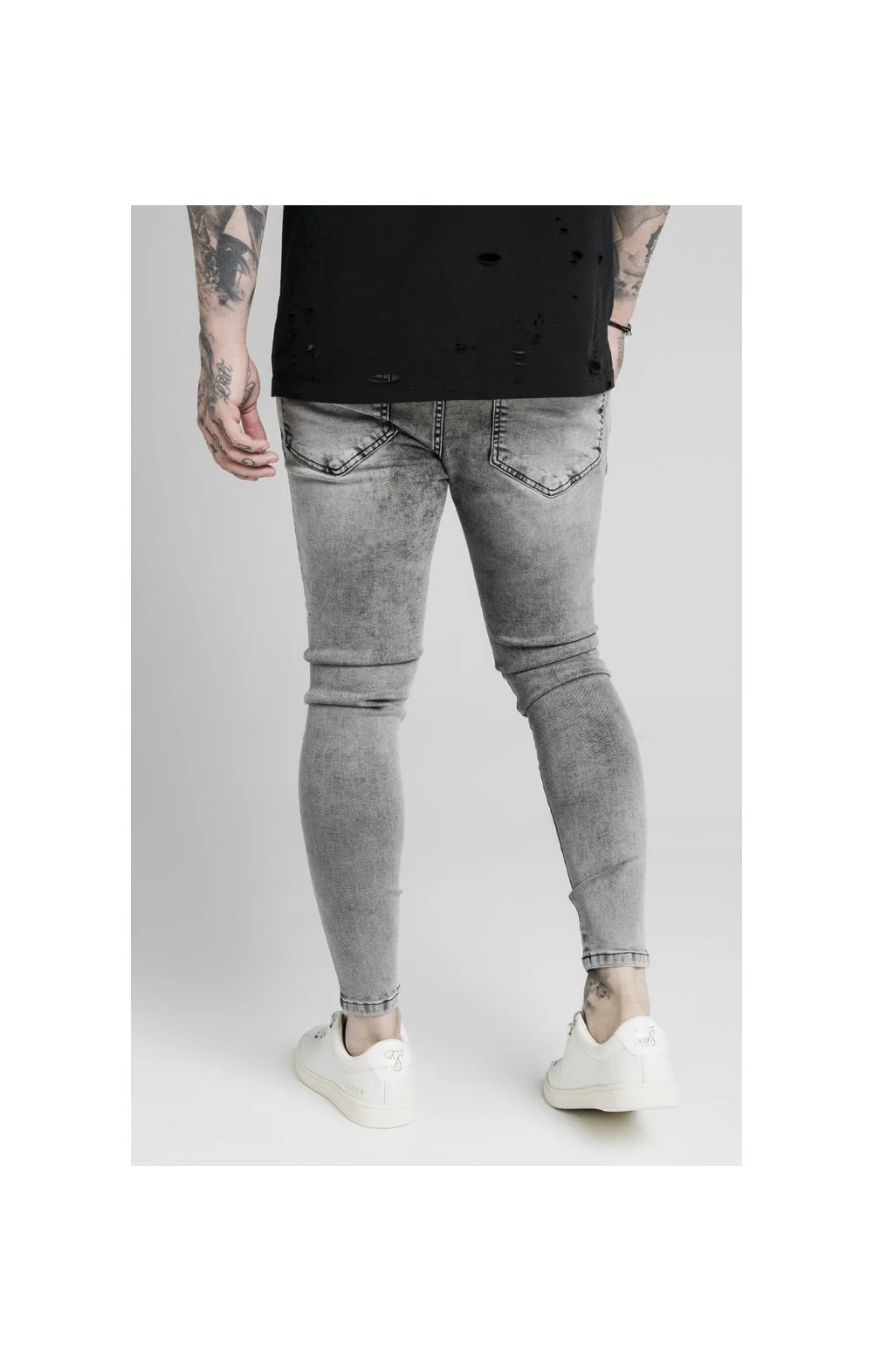 SikSilk Skinny Distressed Riot Jeans - Snow Wash - Image 2