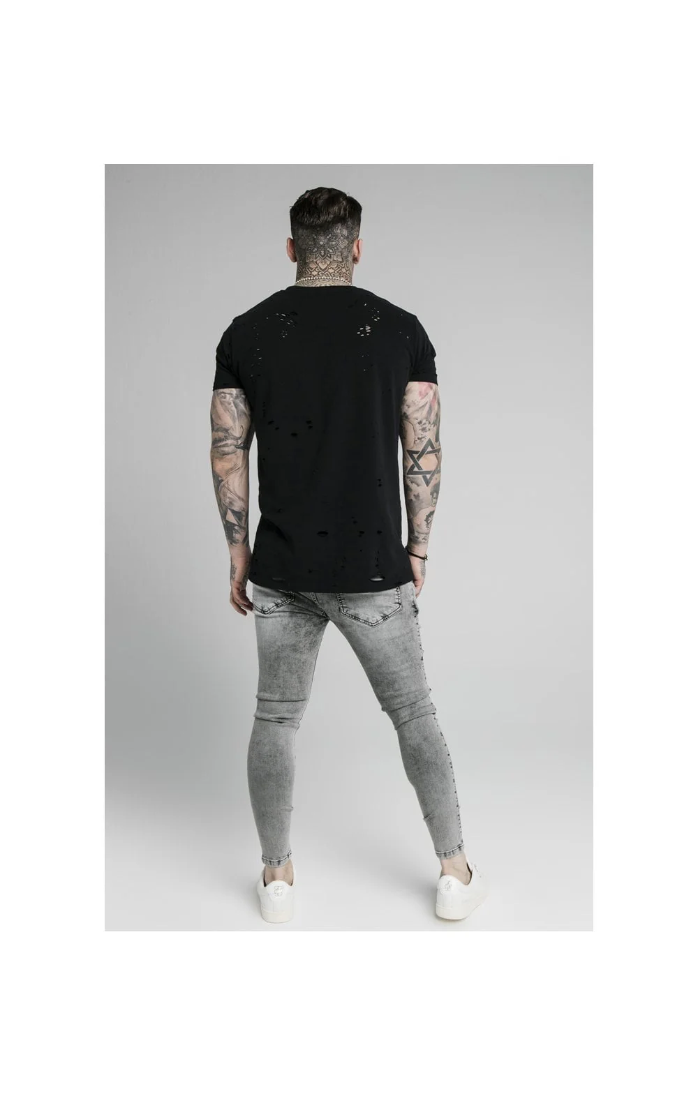 SikSilk Skinny Distressed Riot Jeans - Snow Wash - Image 6