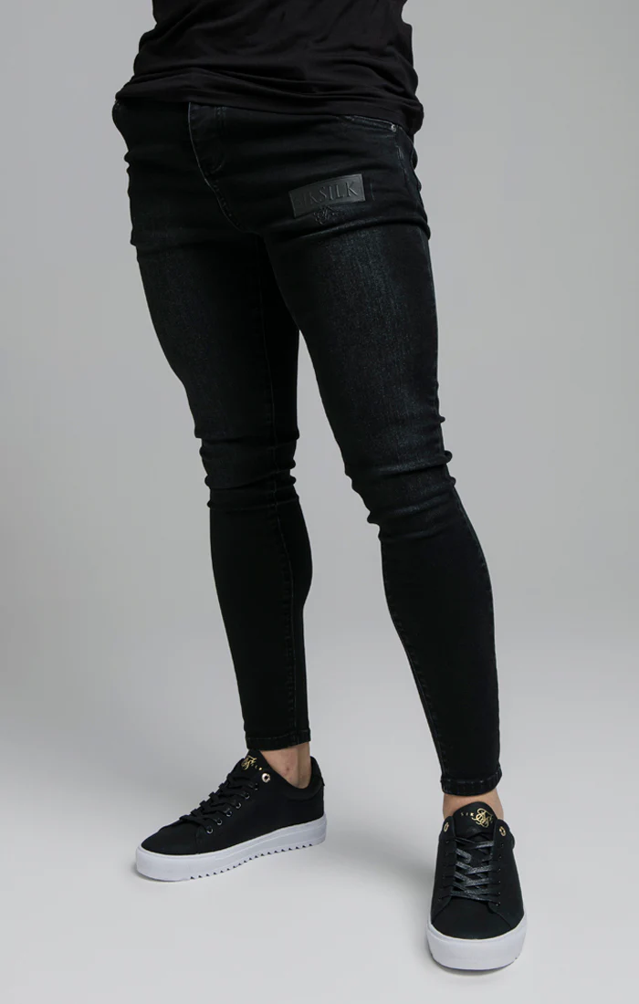 SikSilk Skinny Embossed Print Jeans - Black