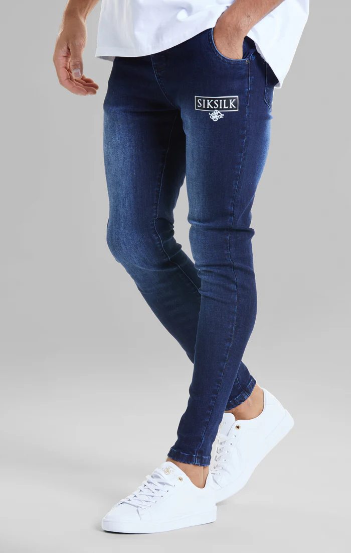 Blue Embossed Print Skinny Jean
