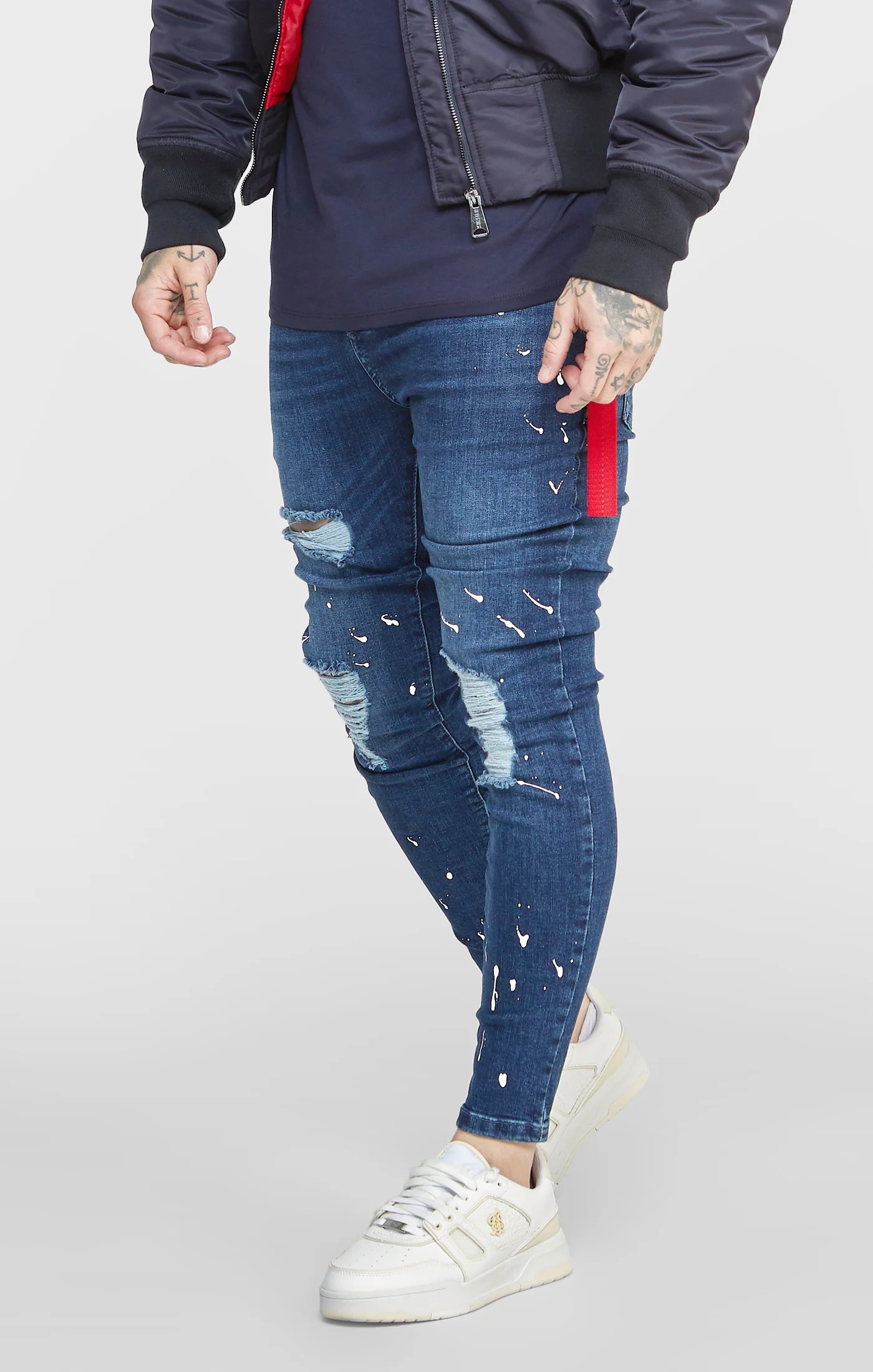 SikSilk Skinny Fit Flight Denims - Bleached Blue