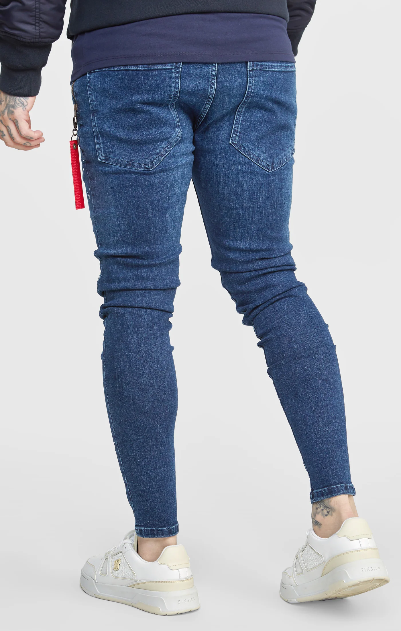 SikSilk Skinny Fit Flight Denims - Bleached Blue - Image 4
