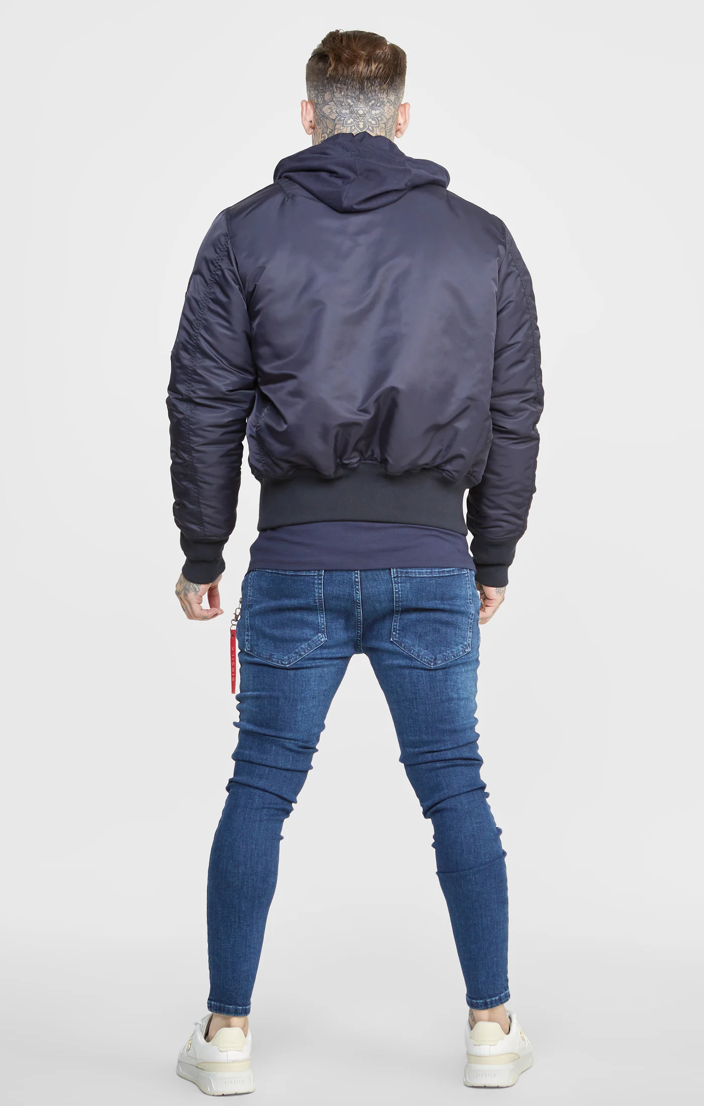 SikSilk Skinny Fit Flight Denims - Bleached Blue - Image 5