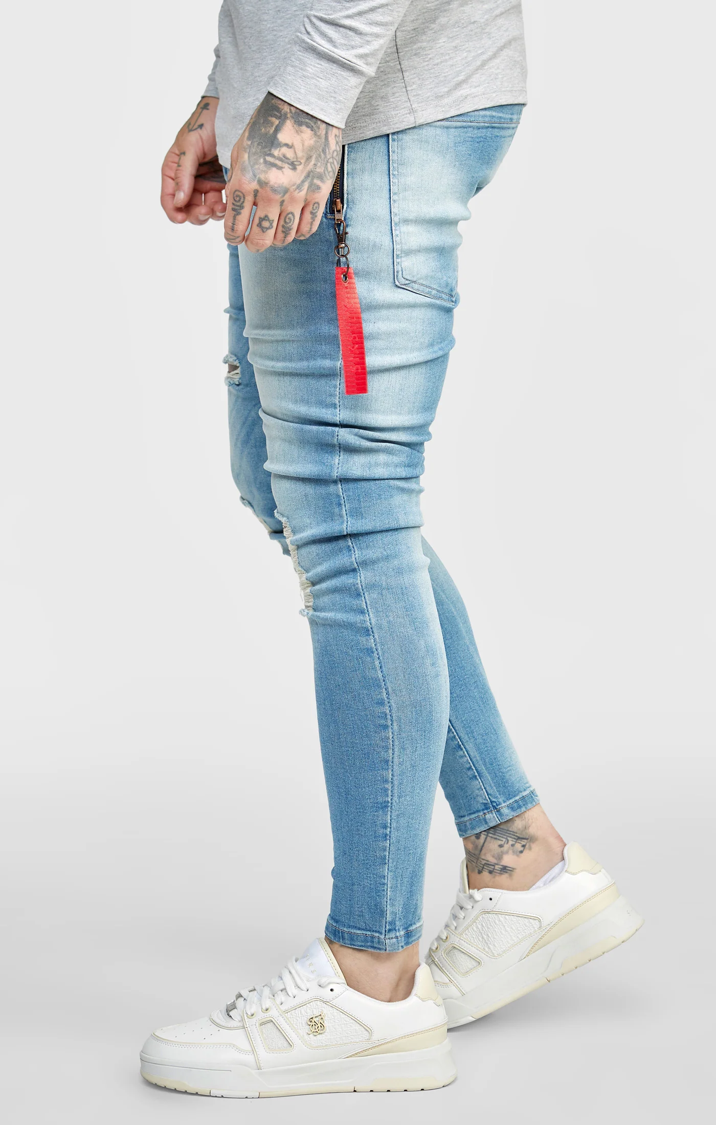 SikSilk Skinny Fit Flight Denims - Midstone - Image 2