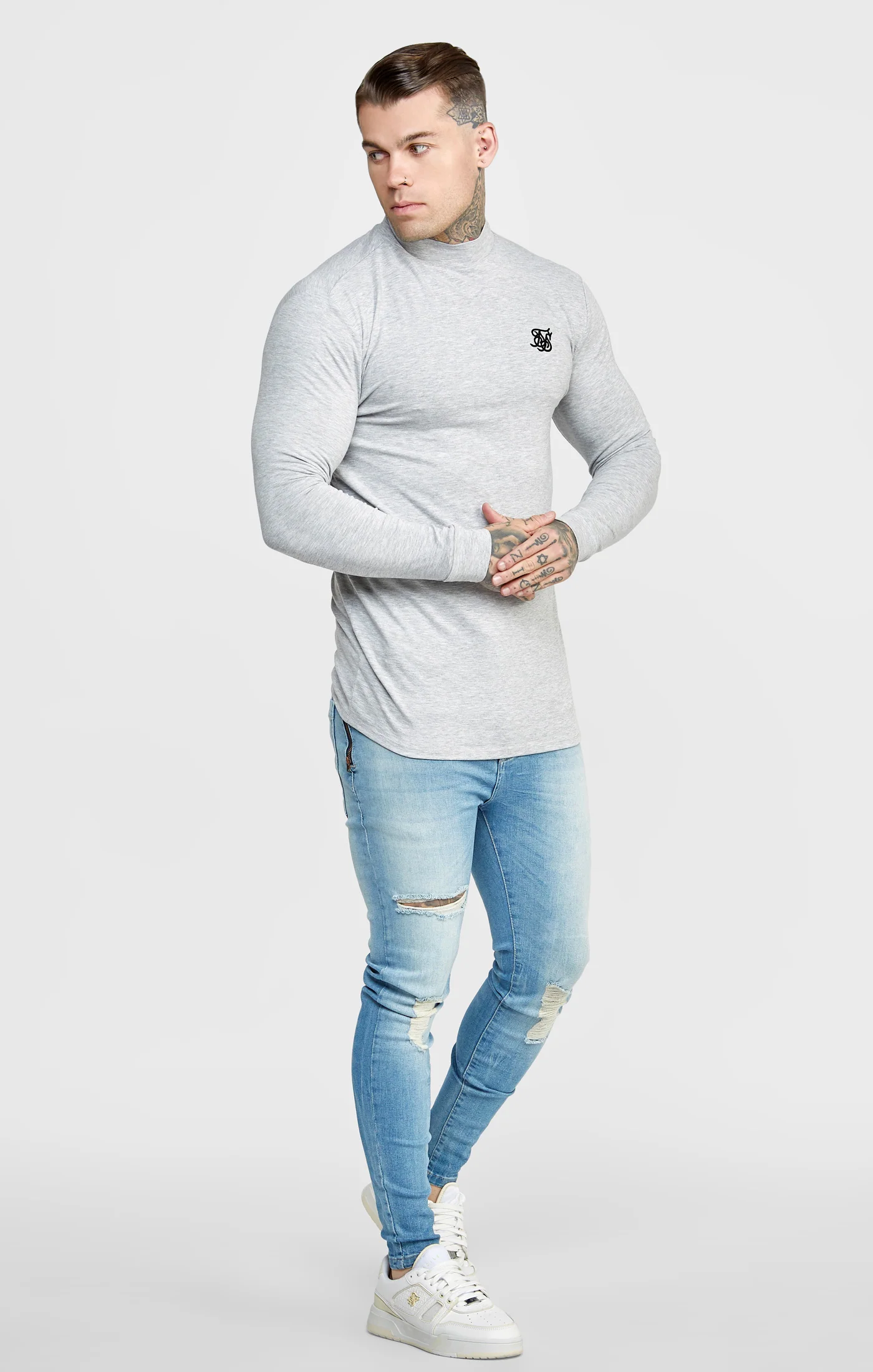 SikSilk Skinny Fit Flight Denims - Midstone - Image 3