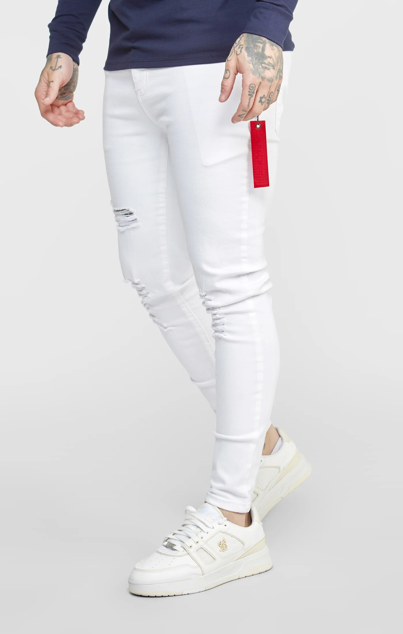 SikSilk Skinny Fit Flight Denims - White