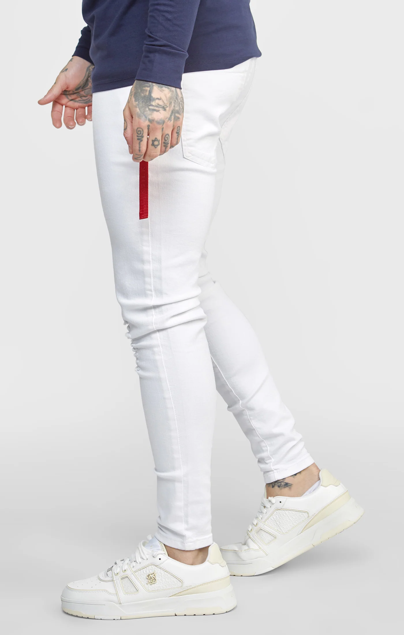 SikSilk Skinny Fit Flight Denims - White - Image 2