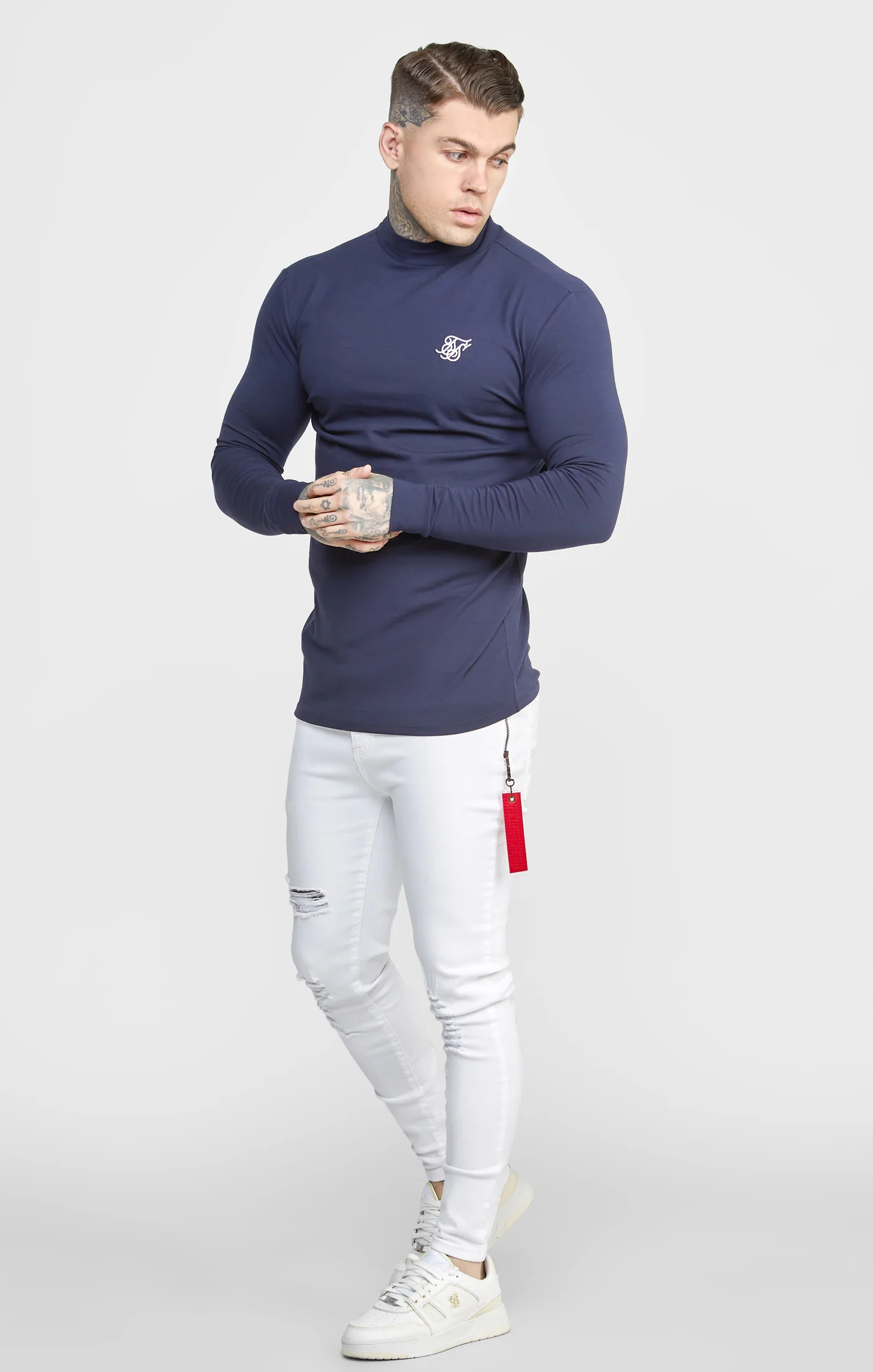 SikSilk Skinny Fit Flight Denims - White - Image 3