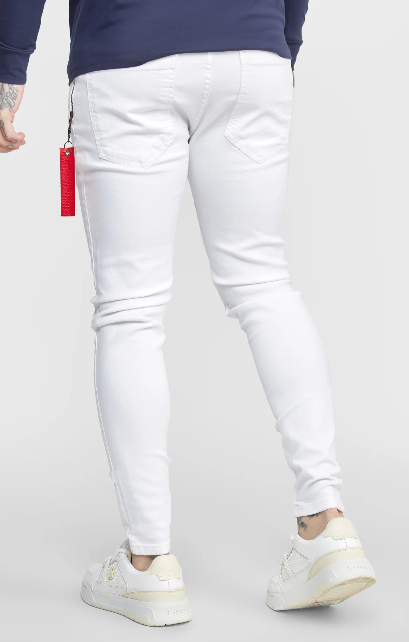 SikSilk Skinny Fit Flight Denims - White - Image 4