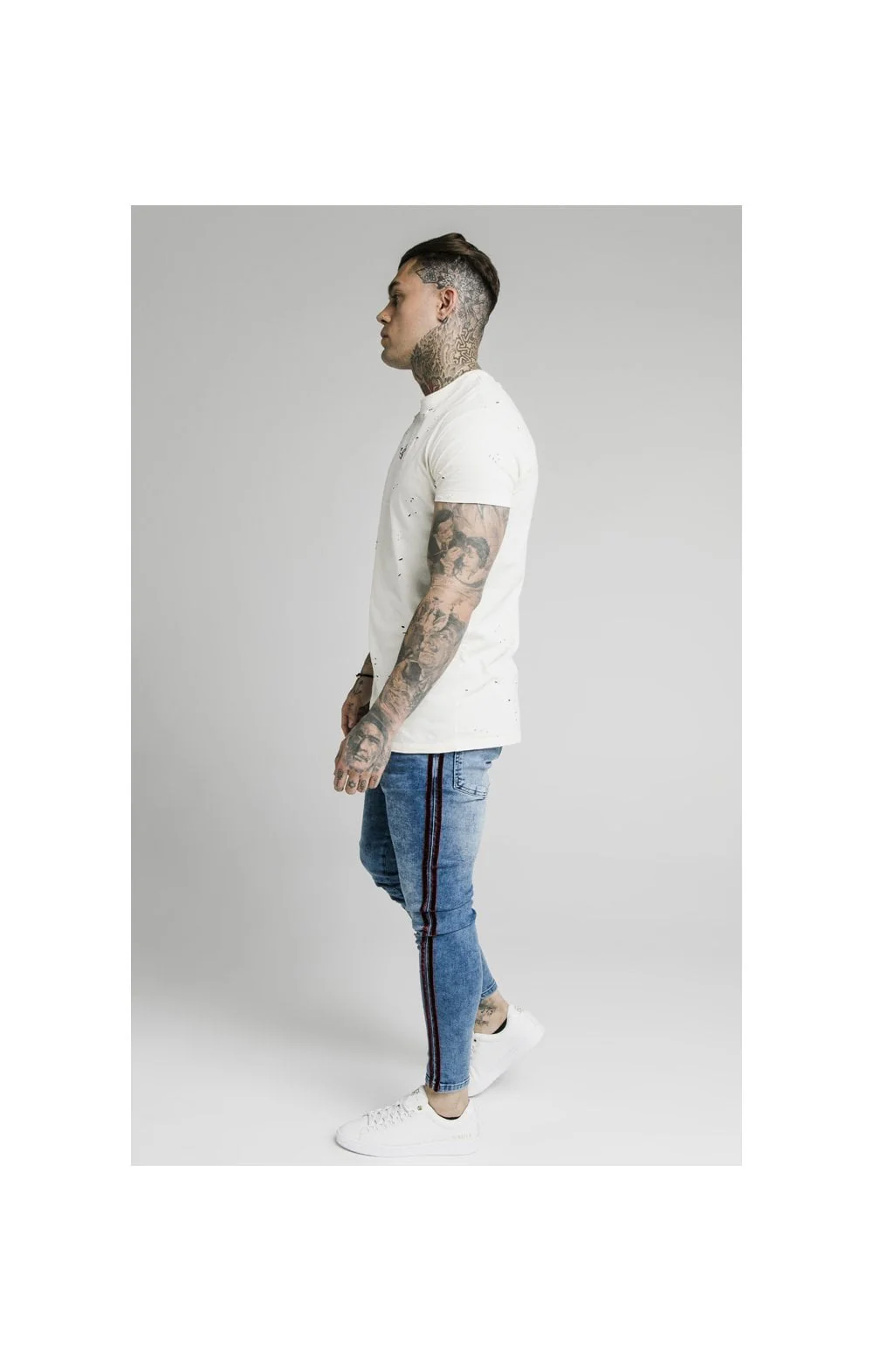 SikSilk Skinny Velour Stripe Jeans - Midstone - Image 4