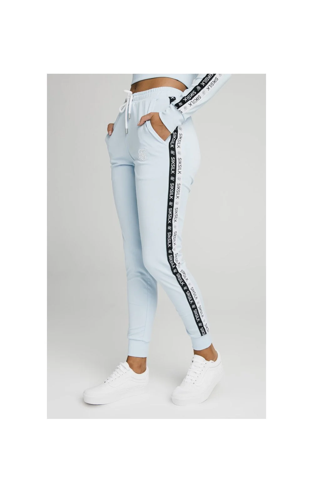 SikSilk Sky Tape Track Pants - Light Blue
