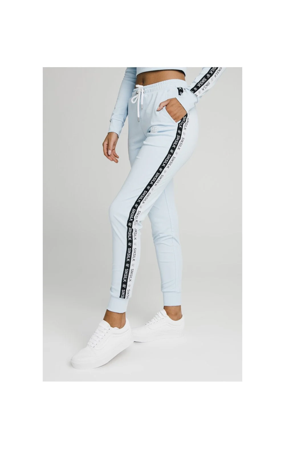 SikSilk Sky Tape Track Pants - Light Blue - Image 4