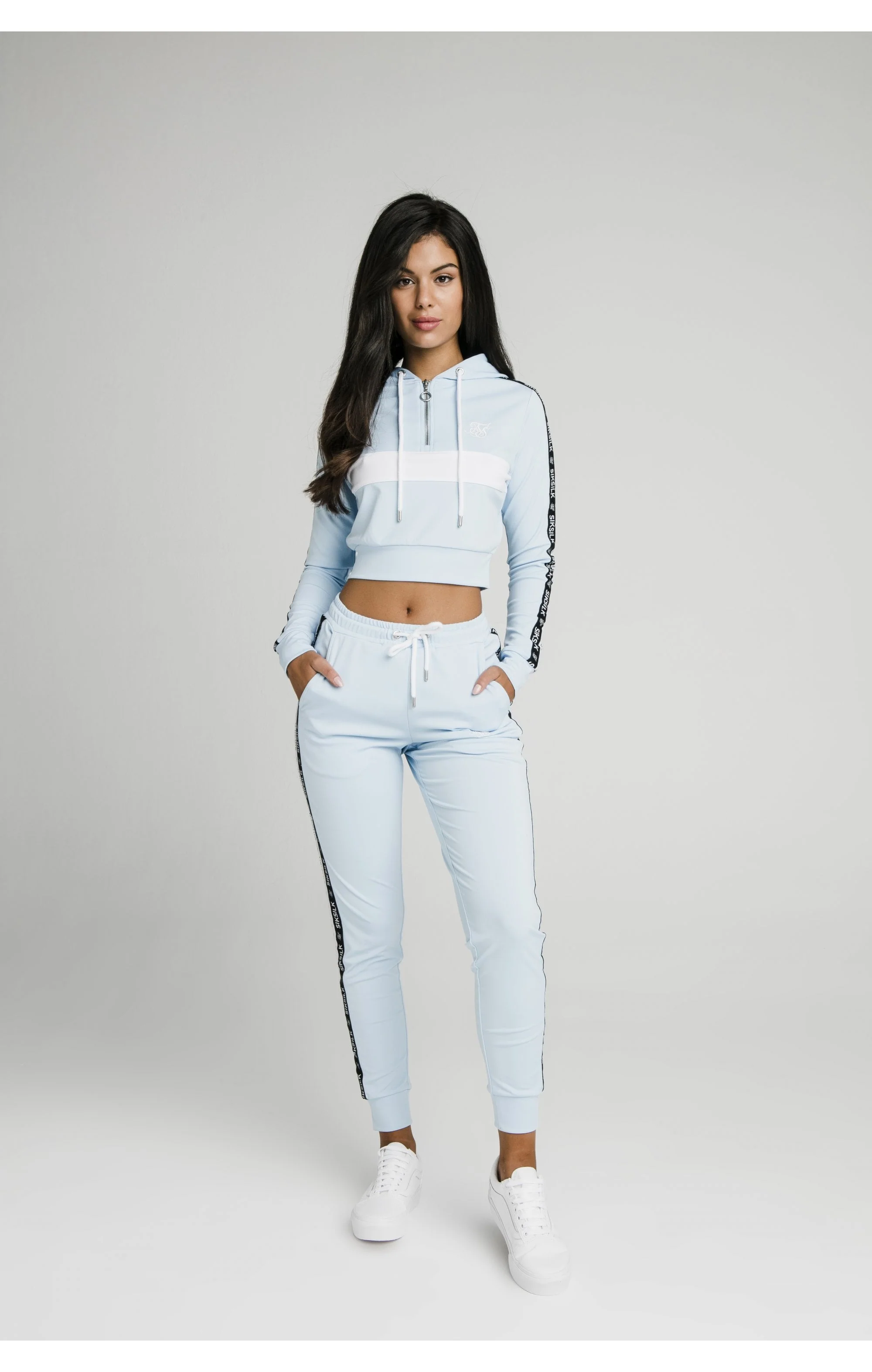 SikSilk Sky Tape Track Pants - Light Blue - Image 6
