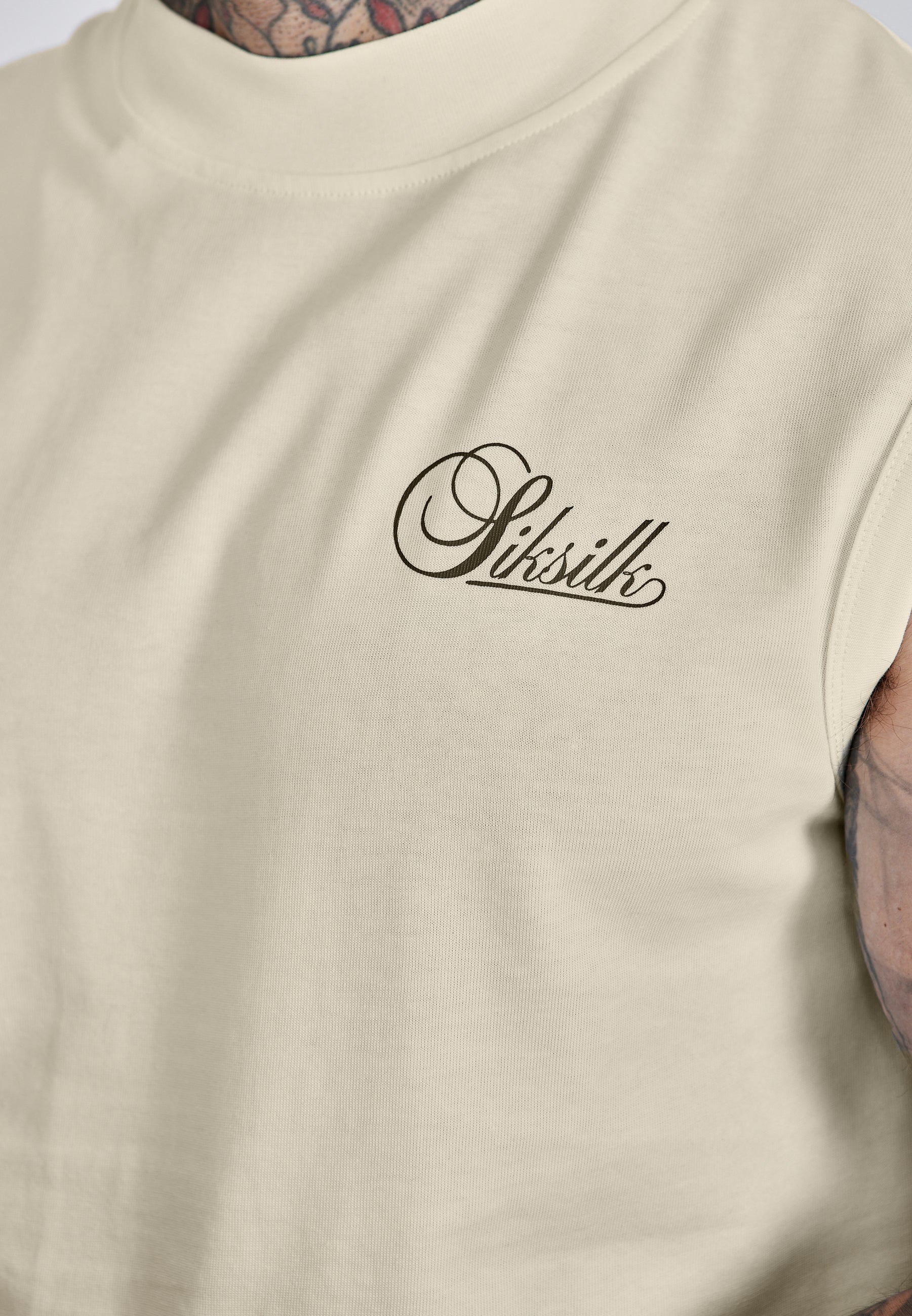 Ecru Sleeveless T-Shirt - Image 2