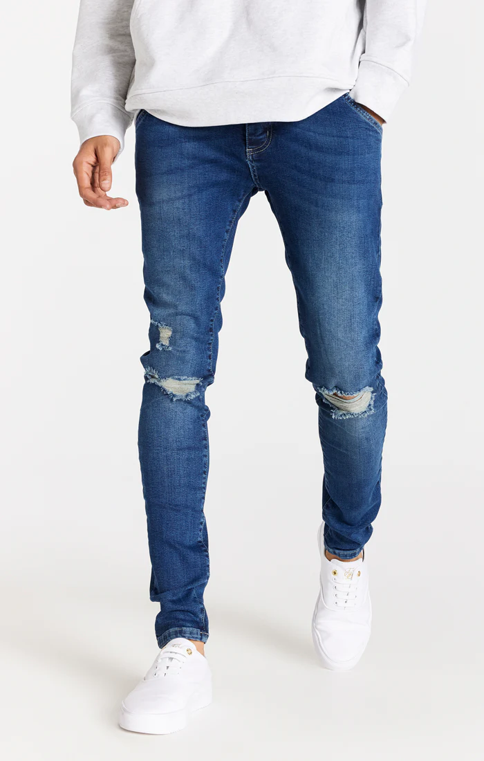 Blue Distressed Slim Fit Jean - Image 2