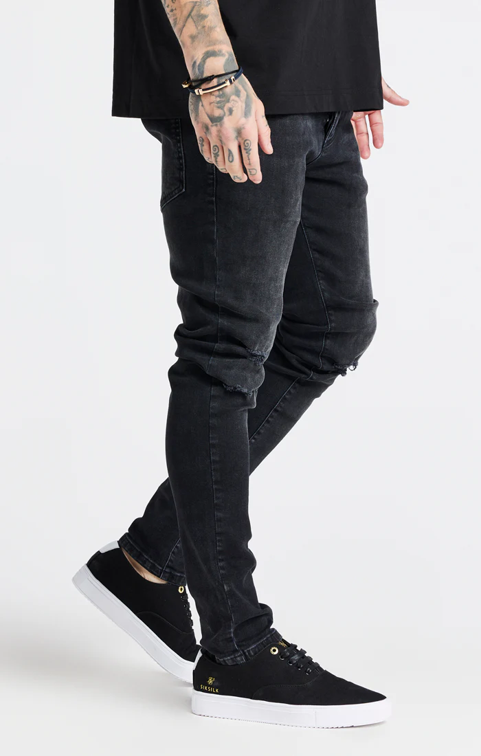 Black Washed Distressed Slim Fit Jean - Image 2