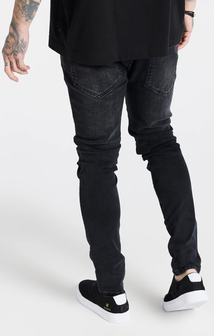 Black Washed Distressed Slim Fit Jean - Image 3