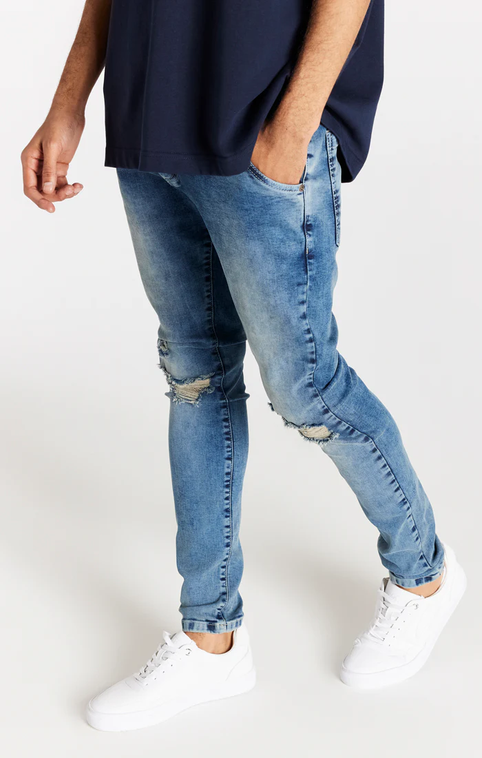 Light Blue Distressed Slim Fit Jean - Image 2