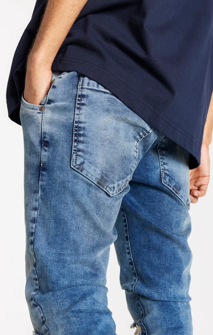 Light Blue Distressed Slim Fit Jean - Image 4